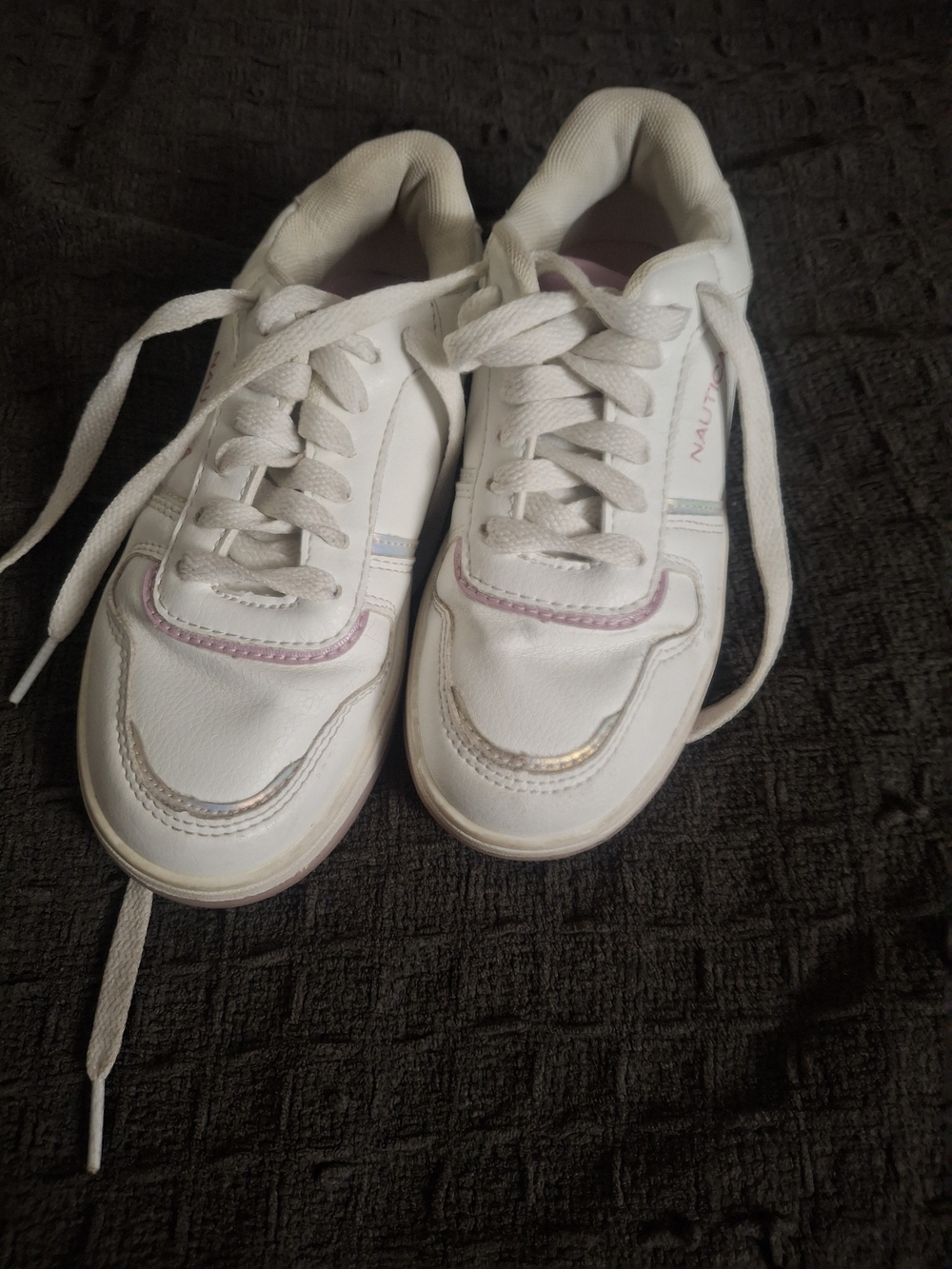 Nautica White Sneakers with Pink and Silver Accents